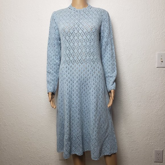 Picardo Knits Dresses & Skirts - 70's Picardo Knits Vintage Knit Long Sleeve Midi Dress